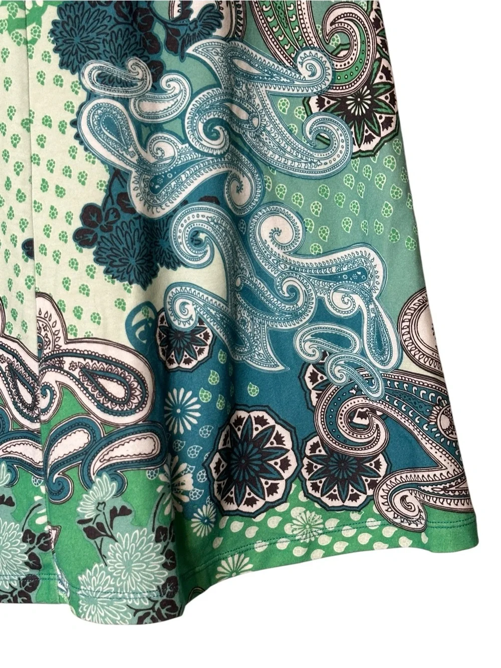 PrAna Paisley Aqua Teal Pull On Skirt Boho Coastal Travel Activewear Size Small